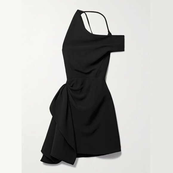 NWT Maticevski Off Shoulder Open Back Formal Black Mini Dress With Draped Side - Picture 1 of 11